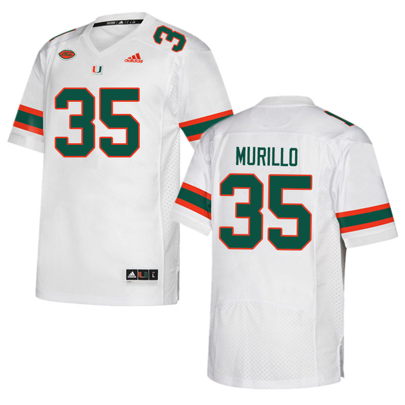 Men #35 Josh Murillo Miami Hurricanes College Football Jerseys Sale-White - Click Image to Close